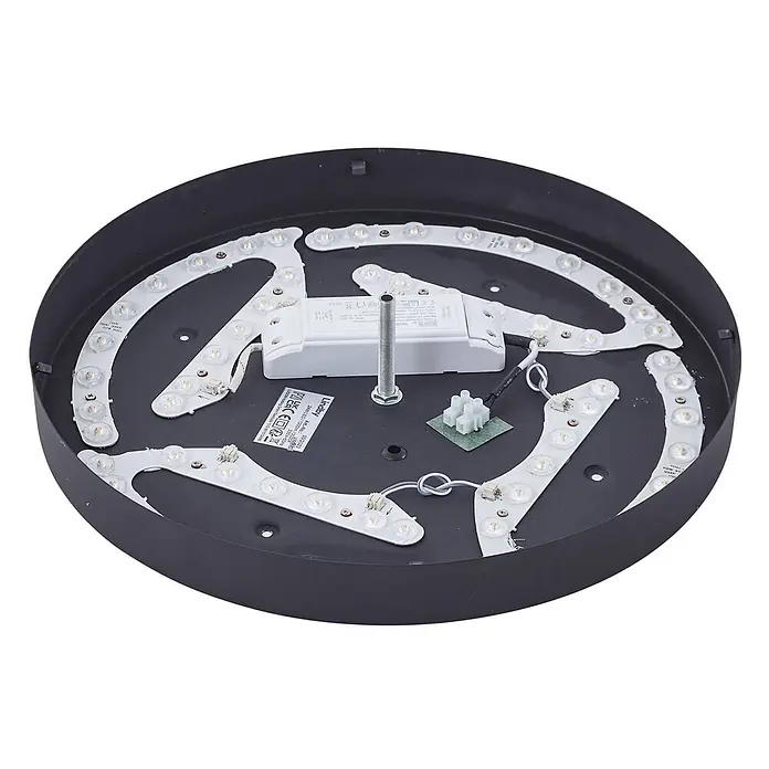 Lindby Deckenleuchte Aldorin - schwarz - Schwarze LED-Deckenleuchte mit internen weißen LED-Streifen und Netzteil.