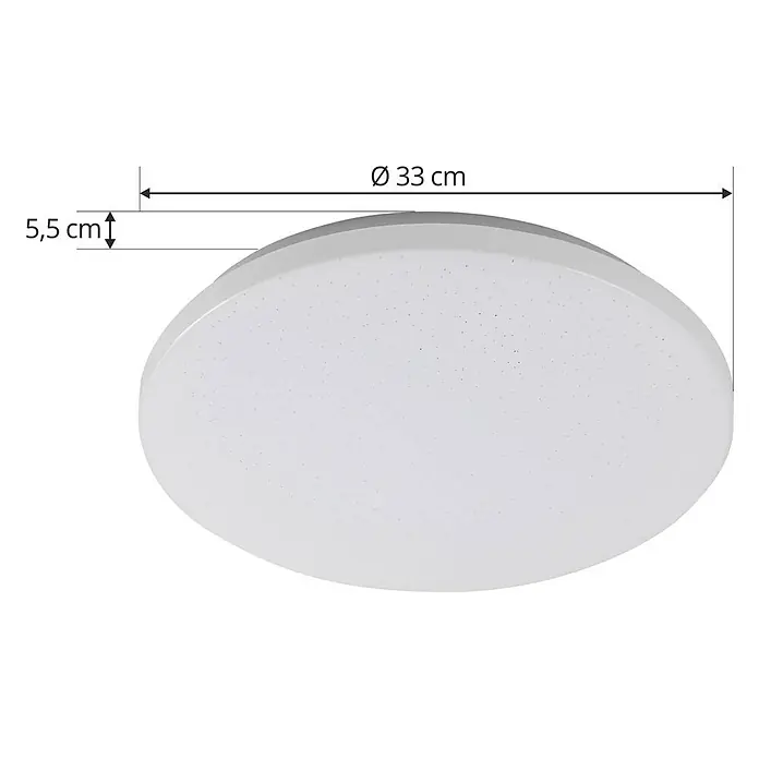 Lindby Deckenleuchte Astera - weiß / opal - Weißes rundes LED-Deckenlicht, Ø 33 cm, 5,5 cm hoch, mit Glitzereffekt.