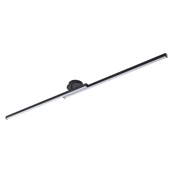 Lindby Deckenleuchte Aurendor - schwarz - Moderne schwarze lineare LED-Deckenleuchte mit zwei unabhängig einstellbaren Leisten.