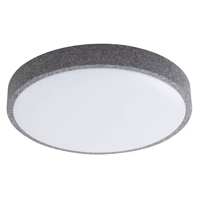 Lindby Deckenleuchte Elmor - alu / grau / zink - Runde graue Filz-Deckenleuchte mit weißem Diffusor.