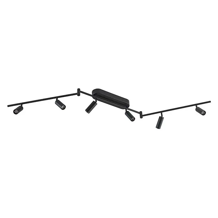 Lindby Deckenleuchte Eldrin - schwarz, schwarz - Schwarze Metall-Deckenstrahlerleiste mit mehreren verstellbaren zylindrischen Spots.