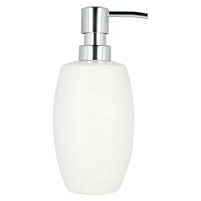 Venus Linea Seifenspender - Weiß, Keramik, Höhe: 19,3 cm - Eleganter Seifenspender in Weiß mit Chrompumpe. Das schlichte Design passt perfekt in jedes Badezimmer. Praktisch und stilvoll.