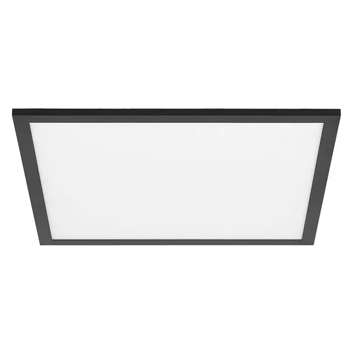 Lindby LED-Panel Lamin - L x B x H: 39,5 x 39,5 x 5 cm, schwarz - Rechteckige LED-Panel-Leuchte mit dunkelgrauem Rahmen und weißem Diffusor, geeignet für Deckenmontage.