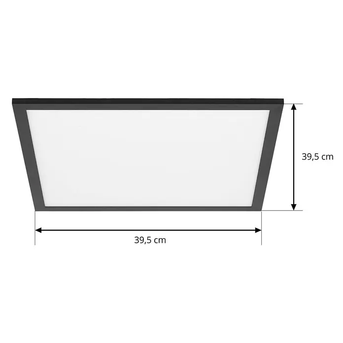 Lindby LED-Panel Lamin - L x B x H: 39,5 x 39,5 x 5 cm, schwarz - Quadratische LED-Deckenleuchte mit schwarzem Rahmen und weißer Abdeckung, 39,5 x 39,5 cm.