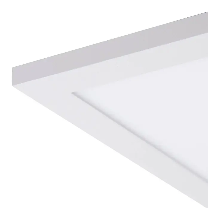 Lindby LED-Panel Lamin - L x B x H: 39,5 x 39,5 x 5 cm, weiß / opal - Weißes rechteckiges Flachpaneelleuchte mit texturierter Kante.