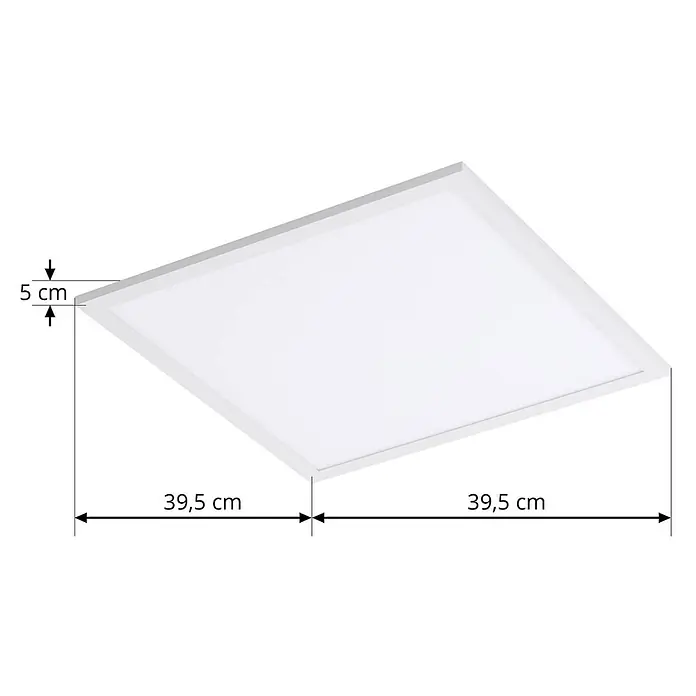 Lindby LED-Panel Lamin - L x B x H: 39,5 x 39,5 x 5 cm, weiß / opal - Weißes, quadratisches LED-Lichtpanel mit 79 cm Seitenlänge und 5 cm Dicke.