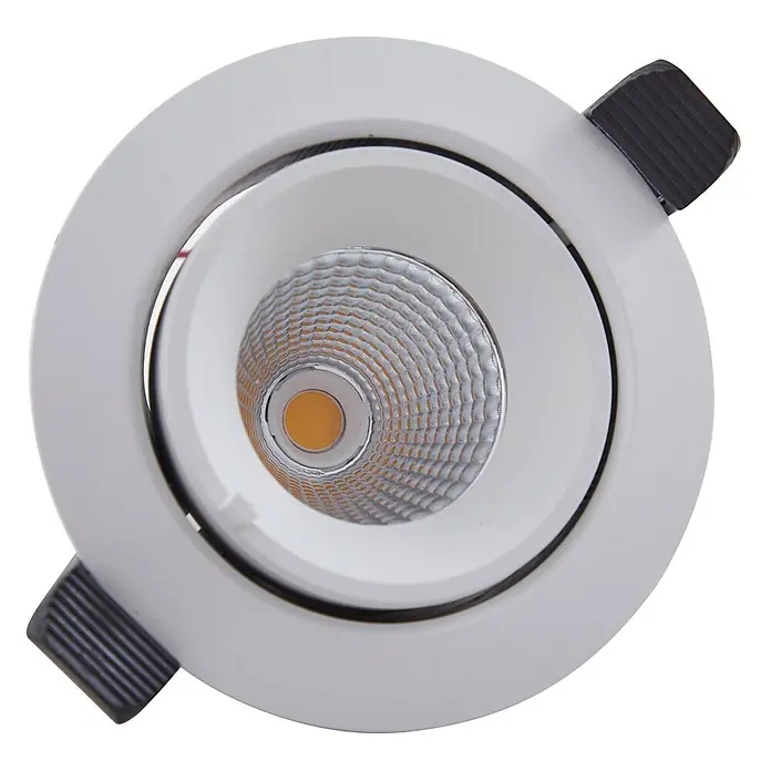 Arcchio Deckenstrahler Harcos - weiß / opal - Weißer, runder, verstellbarer LED-Einbaustrahler mit zentralem COB-Chip, strukturiertem Reflektor und Befestigungsklammern.