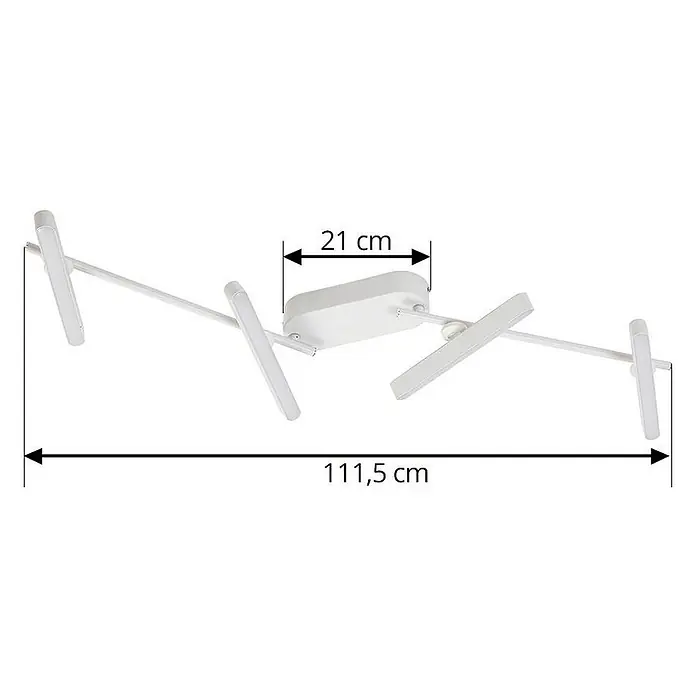 Lindby Deckenstrahler Eldrin - weiß / opal, weiß / opal - Weiße LED-Deckenleuchte mit vier verstellbaren Armen, 111,5 cm lang, Basis 21 cm breit.