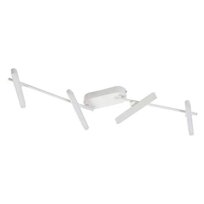 Lindby Deckenstrahler Eldrin - weiß / opal, weiß / opal - Weißes, modernes Deckenlicht mit länglicher Basis und vier verstellbaren Armen, zwei mit zylindrischen und zwei mit flachen integrierten LED-Leuchtmitteln.