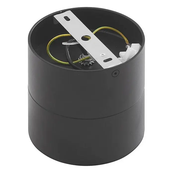 Lindby Deckenstrahler Thorid - schwarz, schwarz, G9 - Schwarze zylindrische Deckenleuchte mit sichtbarer Verkabelung und Montagezubehör.