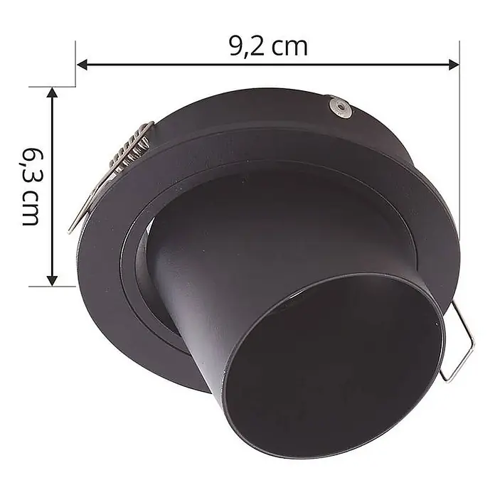 Lindby Deckenstrahler Thorid - schwarz, schwarz, GU10 - Schwarzer Einbaustrahler, Ø 9,2 cm, Höhe 6,3 cm.