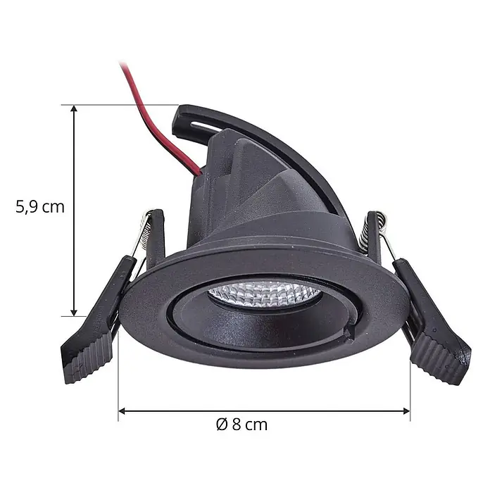 Arcchio Deckenstrahler Harcos - schwarz - Schwarzer LED-Einbaustrahler mit Federn, Ø 8 cm und 5,9 cm Höhe.