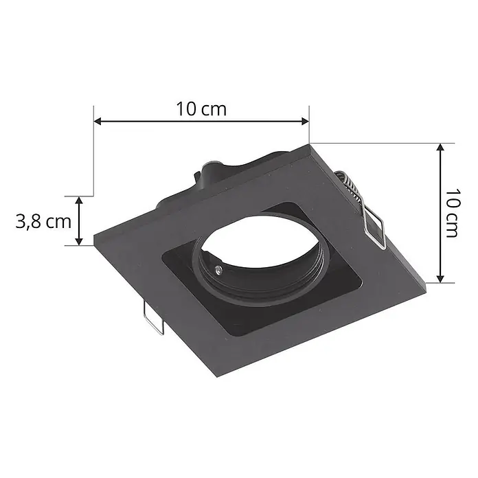 Lindby Deckenstrahler Thorid - schwarz, schwarz, GU10 - Schwarze quadratische Einbauleuchte, 10x10 cm, 3,8 cm tief. Für Deckenmontage.