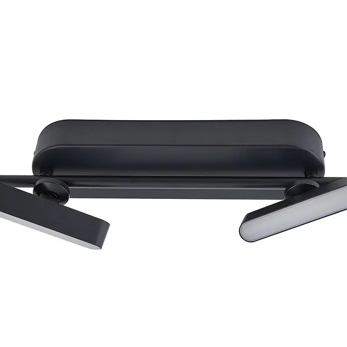 Lindby Deckenstrahler Eldrin - L x B x H: 152 x 13 x 13,2 cm, schwarz, schwarz - Schwarze Deckenleuchte aus Metall mit zwei verstellbaren LED-Lichtbalken und weißen Diffusoren.