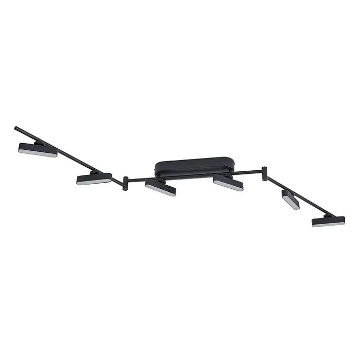 Lindby Deckenstrahler Eldrin - L x B x H: 152 x 13 x 13,2 cm, schwarz, schwarz - Schwarze Deckenleuchte mit mehreren rechteckigen, verstellbaren LED-Spots.
