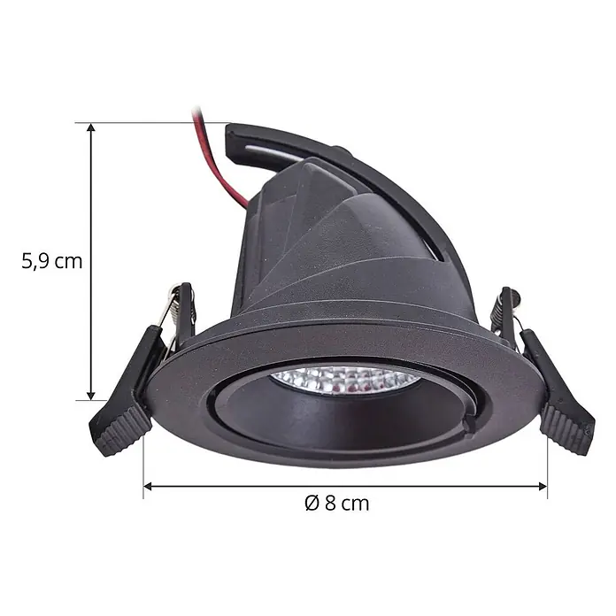 Arcchio Deckenstrahler Harcos - L x B x H: 11 x 11 x 0,2 cm, schwarz - Schwarzer LED-Einbaustrahler mit Montagefedern, 5,9 cm Höhe, 8 cm Durchmesser.