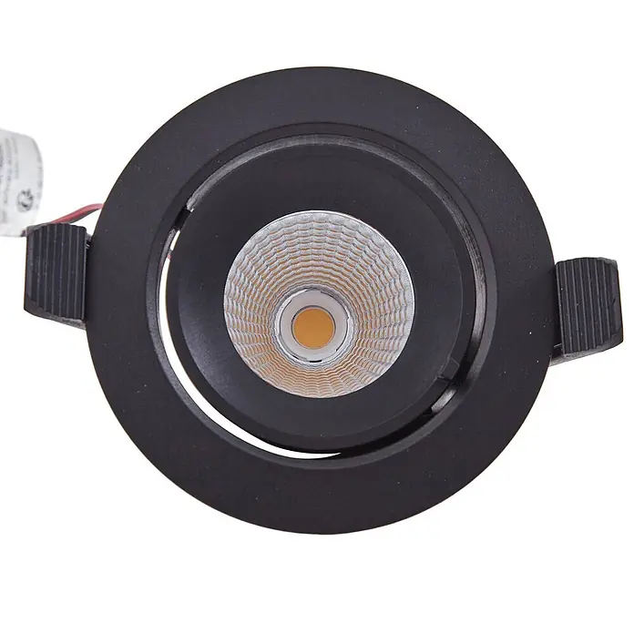 Arcchio Deckenstrahler Harcos - L x B x H: 11 x 11 x 0,2 cm, schwarz - Schwarzer runder verstellbarer LED-Einbaustrahler mit COB-Lichtquelle und Befestigungsklammern.