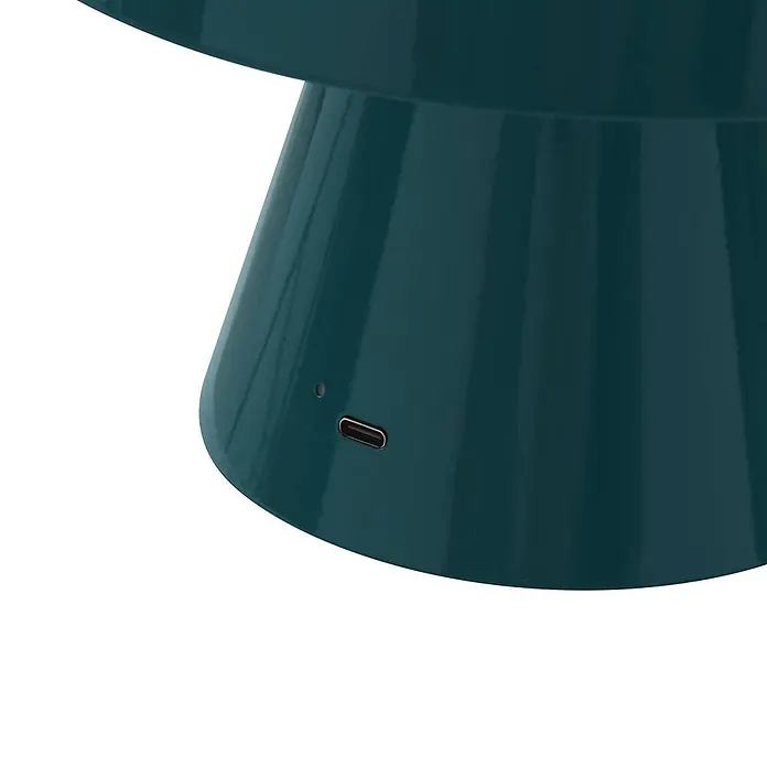 Lindby Tischleuchte Nevijo - L x B x H: 18 x 18 x 17,5 cm, grün, grün - Glänzender türkisfarbener Gerätesockel mit USB-C-Anschluss und Kontrollleuchte.
