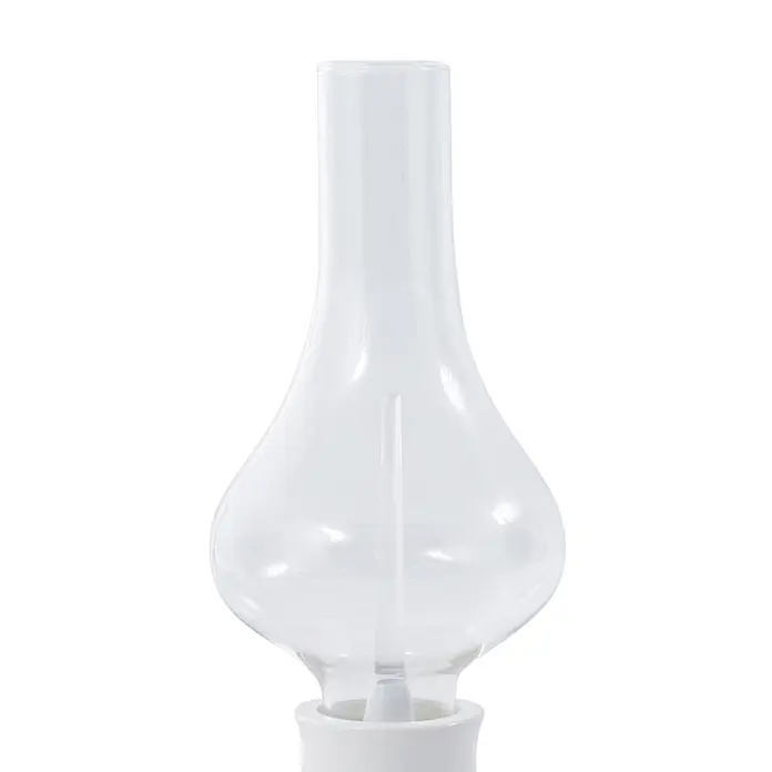 Lindby Tischleuchte Maxentius - L x B x H: 12 x 12 x 30 cm, creme / amber, klar / transparent - Klares Glas-Lampenglas mit bauchigem Körper, geradem Oberteil und internem Stab auf weißem Sockel.