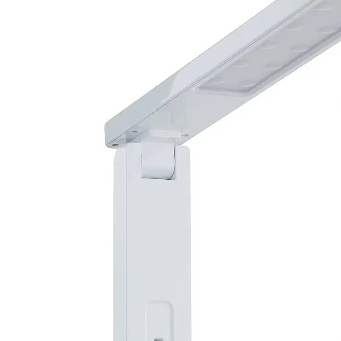 Lindby Tischleuchte Eleni - L x B x H: 18 x 17,2 x 45 cm, weiß / opal, weiß / opal - Weiße LED-Schreibtischlampe mit verstellbarem Arm und sichtbarer LED-Platte.