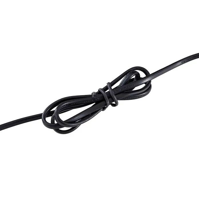 Lindby Tischleuchte Aelith - L x B x H: 30 x 30 x 36 cm, alu / grau / zink, weiß / opal, E27 - Schwarzes Elektrokabel ordentlich mit einem Kabelbinder gebündelt.