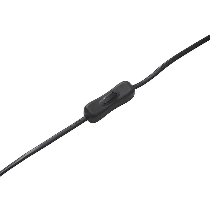Lindby Tischleuchte Aelith - L x B x H: 30 x 30 x 36 cm, alu / grau / zink, weiß / opal, E27 - Schwarzer Inline-Kabelzwischenschalter aus Kunststoff an einem Elektrokabel.