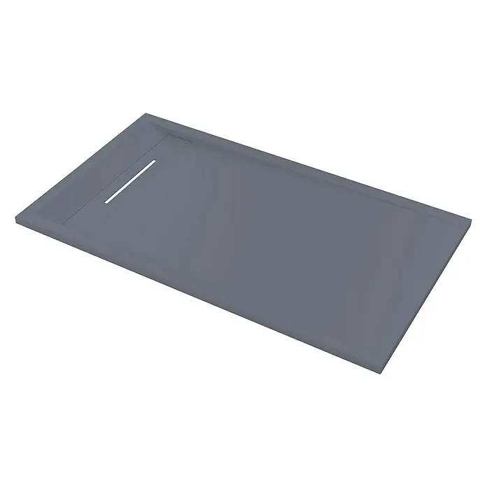 Plato de ducha Line - L x An: 70 x 160 cm, Negro - Plato de ducha gris de forma rectangular con desagüe ranurado, para un diseño de baño moderno y funcional.