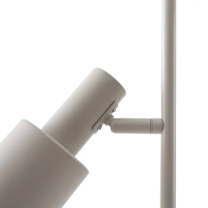 Lindby Stehleuchte Ovelia - Höhe: 155 cm, creme / amber, creme / amber, E27 - Hellgrauer, verstellbarer zylindrischer Strahler an einer vertikalen Stange.