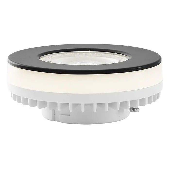 Lindby LED-Lampe Gx53 - Nicht Dimmbar, Neutralweiß, 380 lm, 4,8 W - Rundes weiß-schwarzes LED-Downlight mit klarer Linse und geripptem Kühlkörper.