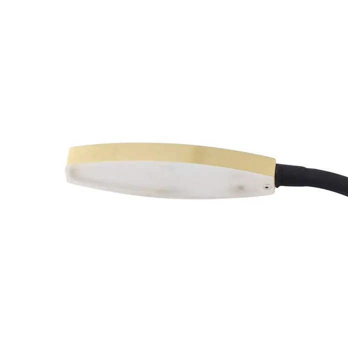 Lindby Wandleuchte Flexola - schwarz, messing / gold - Goldfarbener LED-Lampenkopf mit weißem Diffusor und schwarzem flexiblem Arm.