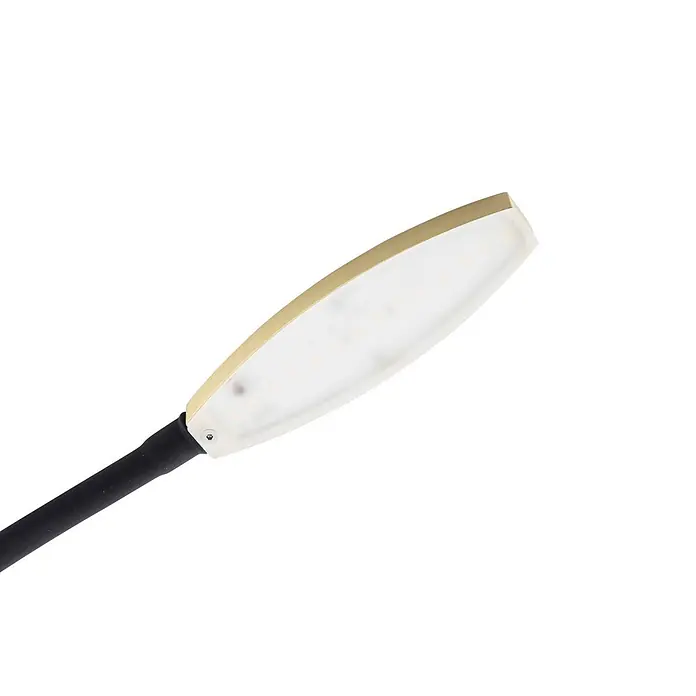 Lindby Wandleuchte Flexola - schwarz, messing / gold - Gold eingefasste LED-Leuchte mit diffuser weißer Platte und schwarzem Flexarm.