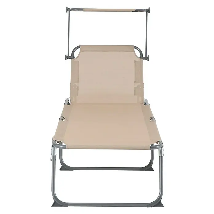 Sunfun Tumbona de jardín Marissa - 70 x 202 x 39 cm, Taupe, Textil - Tumbona con estructura y dosel. Esta cómoda tumbona es ideal para pasar horas de relax al aire libre.