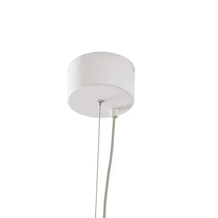 Lucande Pendelleuchte Bolti - L x B x H: 50 x 50 x 17,2 cm, weiß / opal, weiß gefrostet - Weiße zylindrische Deckenrosette mit Stromkabel und Aufhängungsdraht.