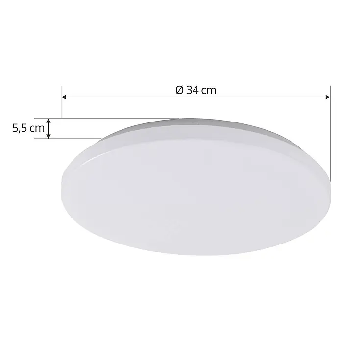 Lindby Außenwand- & Deckenleuchte Doki - weiß / opal, IP44 - Weiße runde Deckenleuchte, Ø 34 cm, Höhe 5,5 cm.