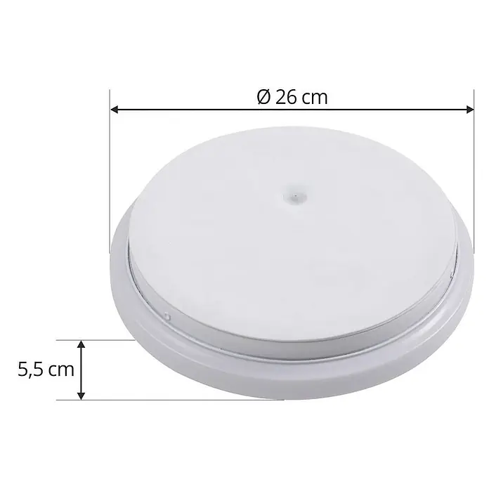 Lindby Außenwand- & Deckenleuchte Doki - weiß / opal, IP44 - Rundes weißes Flachlicht, 26 cm Durchmesser, 5,5 cm Höhe.