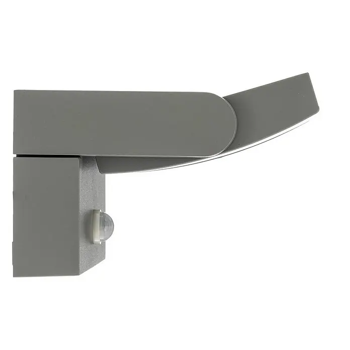 Lindby Außenwandleuchte Sherin - alu / grau / zink, IP54 - Graue LED-Außenwandleuchte mit verstellbarem Kopf und integriertem Bewegungssensor.