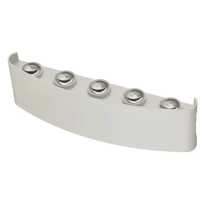 Lindby Außenwandleuchte Ithan - weiß / opal, IP54 - Weiße, geschwungene Leuchte mit 5 integrierten Rundlampen.