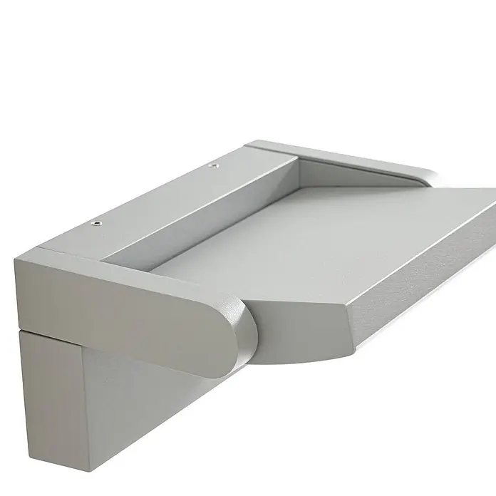 Lindby Außenwandleuchte Sherin - alu / grau / zink, IP54 - Offenes, graues Wandklappregal mit stabilem Scharnier.