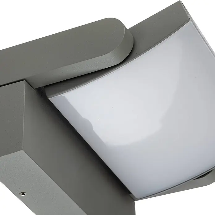 Lindby Außenwandleuchte Sherin - alu / grau / zink, IP54 - Verstellbare graue Außenleuchte mit weißem Diffusor.