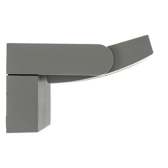 Lindby Außenwandleuchte Sherin - alu / grau / zink, IP54 - Graue L-förmige Halterung mit einem breiten, nach oben gebogenen Arm.