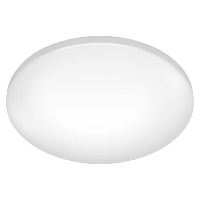 Philips Plafón LED redondo Zarpy - 10 W, Ø x Al: 250 mm x 8,1 cm, Blanco, Blanco neutro - Primer plano de una lámpara de techo redonda blanca con iluminación suave y diseño moderno para interiores.