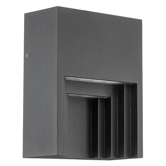 Lindby Außenwandleuchte Aurali - 6,1 x 12 x 15,7 cm, schwarz, IP65 - Anthrazitfarbene rechteckige Wandleuchte mit modernem, zurückgesetztem Stufendesign.
