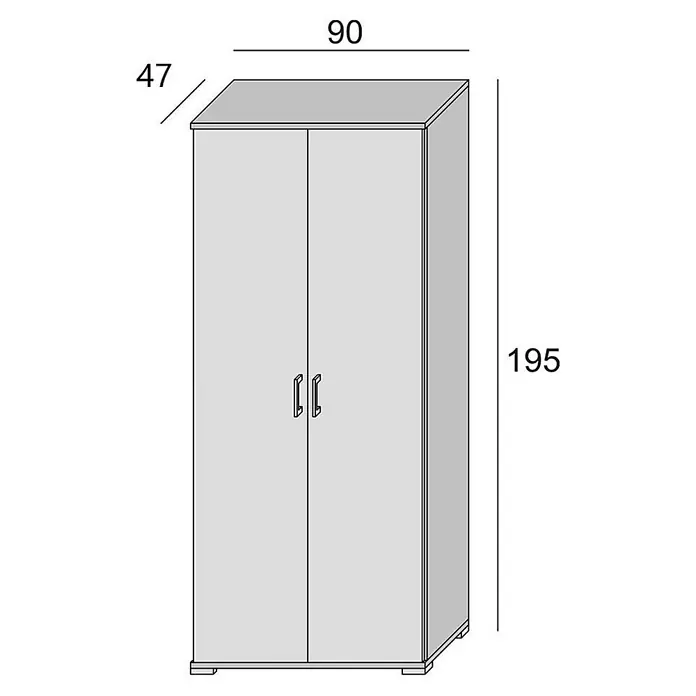 Kiamami Valentina Holz-Mehrzweckschrank - 90 x 47 x 195 cm, Weiss, Grau - Zweitüriger Kleiderschrank mit Griffen, Maße: 195 cm Höhe, 90 cm Breite, 47 cm Tiefe.