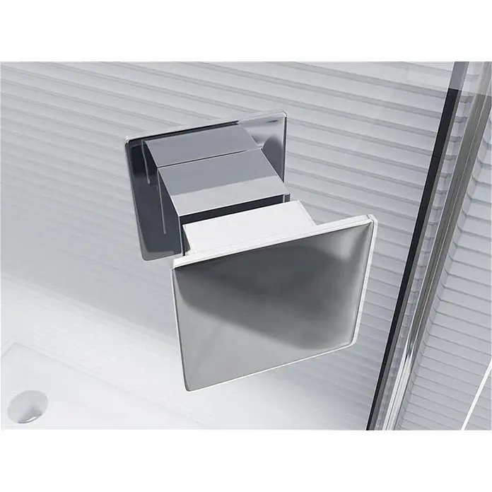 Glaszentrum Hagen U-Duschkabine 90x120x90x195 cm Ares U-Duschkabine - Imprägniert, Farblos - Eck-Duschablage aus poliertem Metall mit weißer Schale.