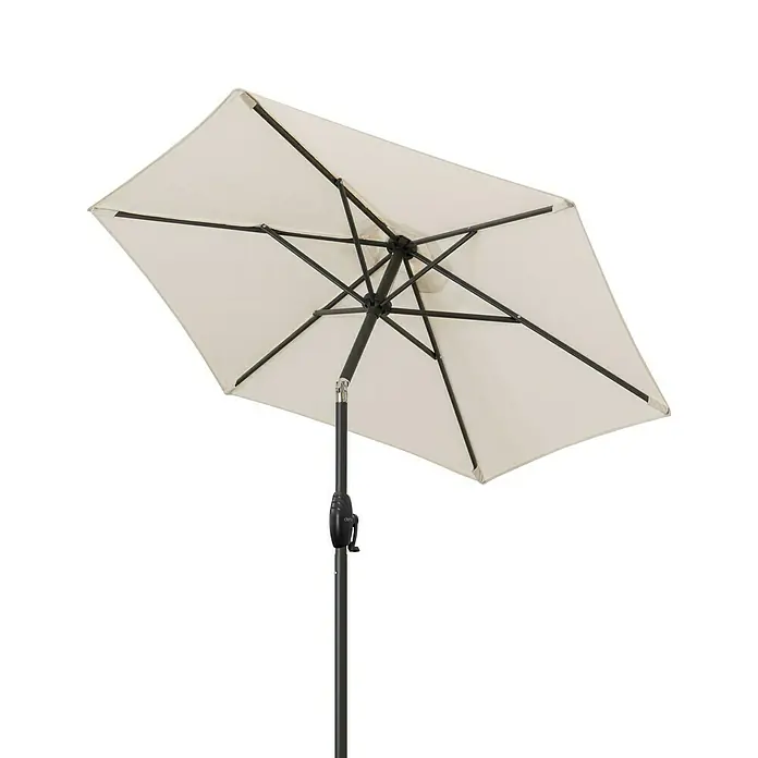 Derby Basic Lift Marktschirm rund Neo - Natur, Durchmesser Bespannung: 180 cm - Der Sonnenschirm mit schwarzem Gestell und beigefarbenem Bezug bietet optimalen Schutz vor der Sonne. Ideal für Garten, Terrasse und Balkon.