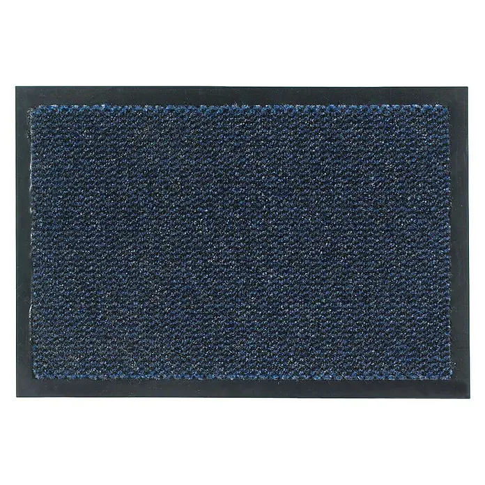 Astra Schmutzfangmatte Saphir - Blau, 180 x 120 cm - Eine rechteckige Fußmatte mit einem dunkelblauen Teppich und einem schwarzen Gummirand. Ideal für den Innenbereich, um Schmutz abzufangen.