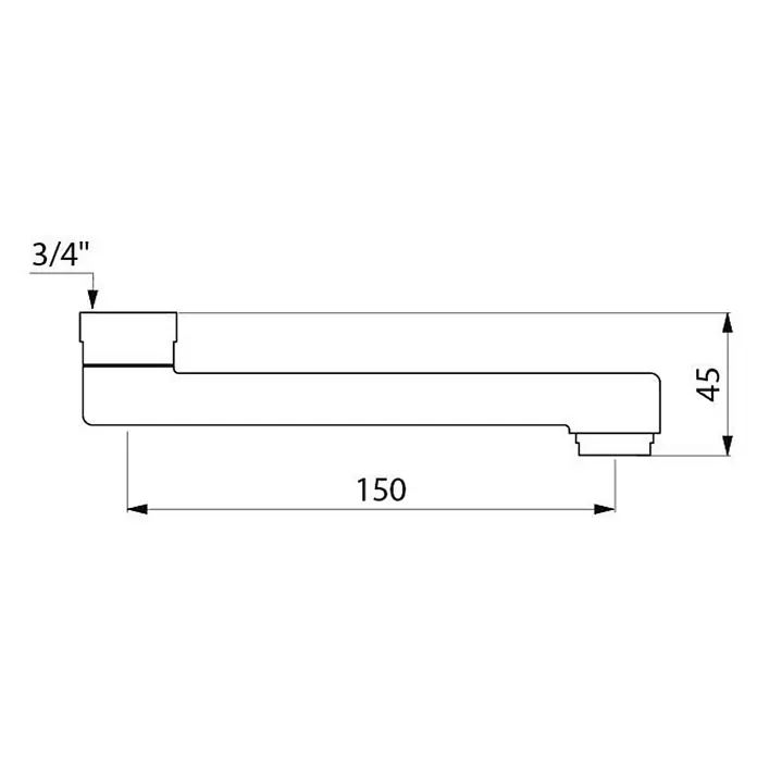 Delabie Waschtischarmatur Delabie -  - Rechteckiger Wasserhahnauslauf, 150mm lang, 45mm hoch, mit 3/4 Zoll Anschluss.