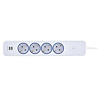 Blaupunkt Steckdosenleiste (4-fach, 2 USB-Anschlüsse, Weiß, Kabellänge: 2 m, Mit Schalter)