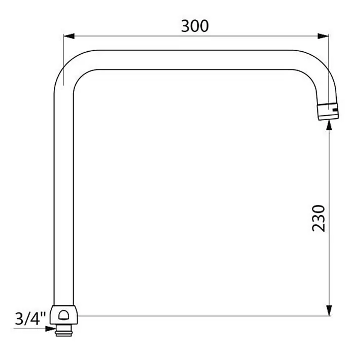 Delabie Waschtischarmatur Delabie -  - L-förmiger Metallarmatur-Auslauf mit 3/4" Anschluss, 300mm breit und 230mm hoch.