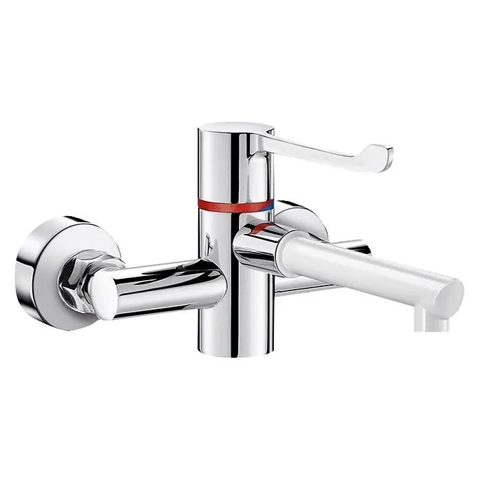 Delabie Spültischarmatur Delabie -  - Schlanke Chrom-Duscharmatur mit Heiß-/Kaltanzeige und integriertem Umsteller.